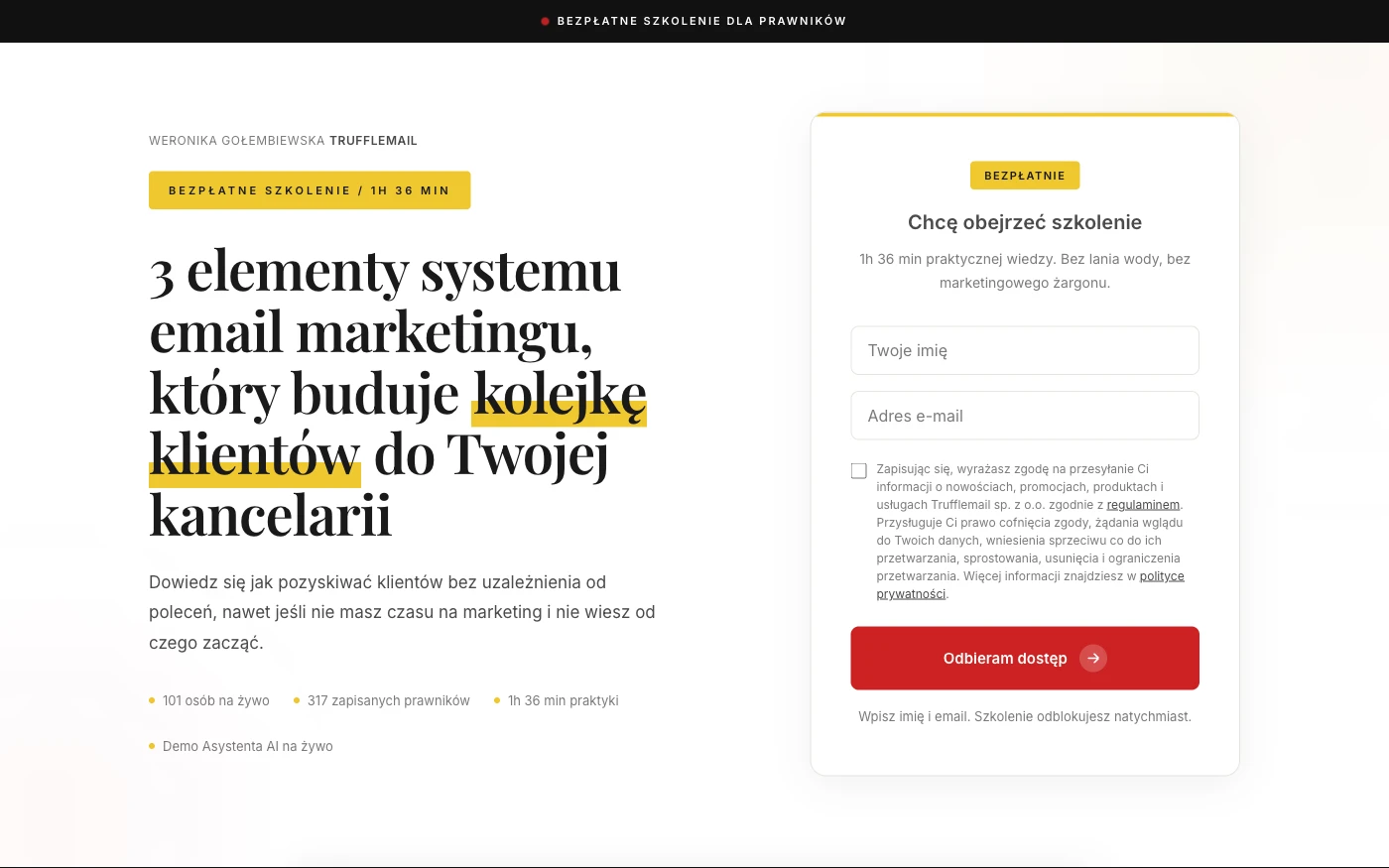 Screenshot strony trufflemail.com/nagranie
