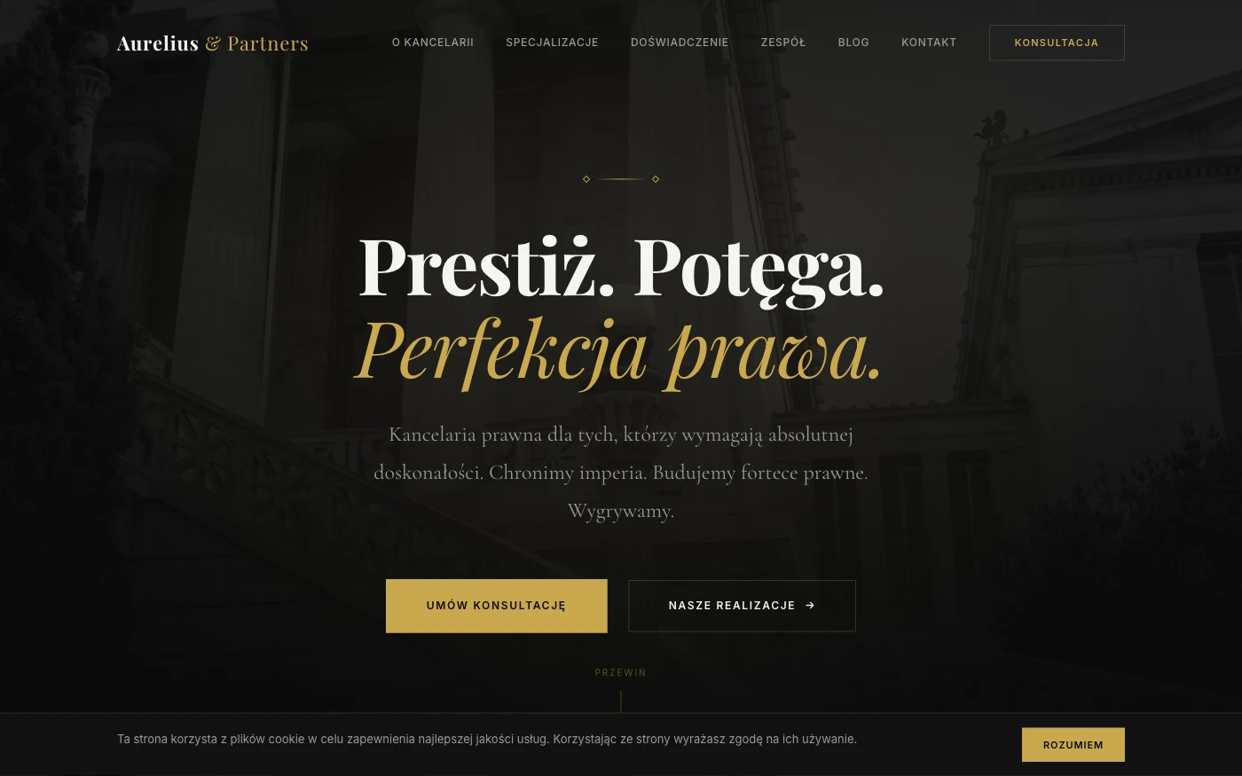Strona kancelarii prawnej, styl Black and Gold